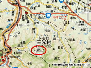 八面山周辺地図(クリックして拡大)